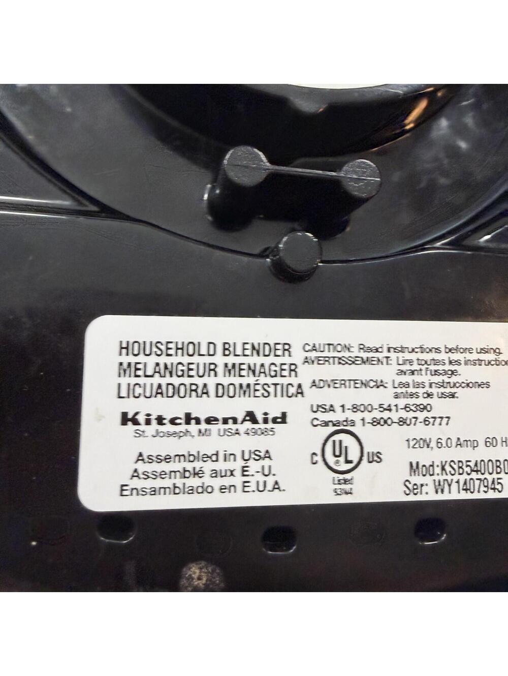 KitchenAid Blender KSB5400B0 Tested Works Kitchen Aid With 7 Cup Pitcher & Lid - Picture 7 of 7